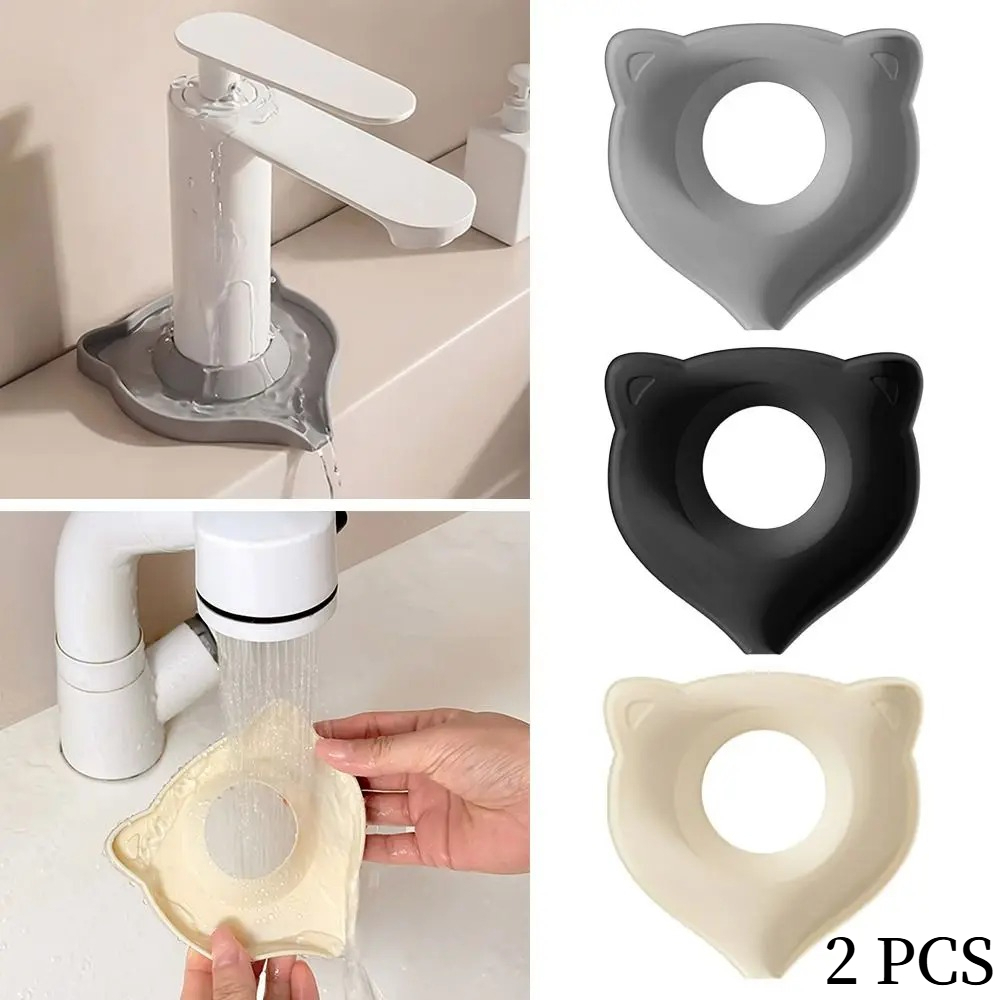 Silicone Tap Washer - 2pcs Creative Cat-Shaped Drainage Mat Silicone
