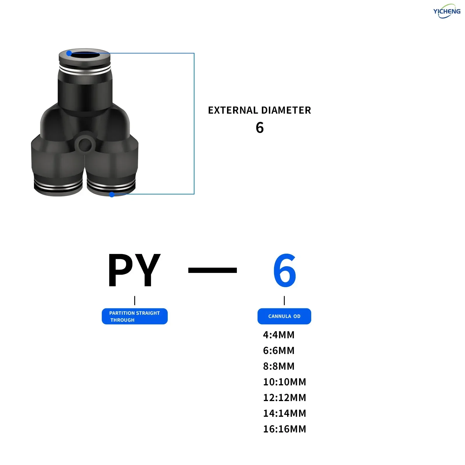 Push Fit Connector - PNEUMATIC Hose Connector 6MM OD Y